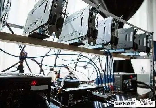 An overhead view of a expansive mining farm, showcasing rows of hosted miners optimized for various cryptocurrencies like ETH and BTC